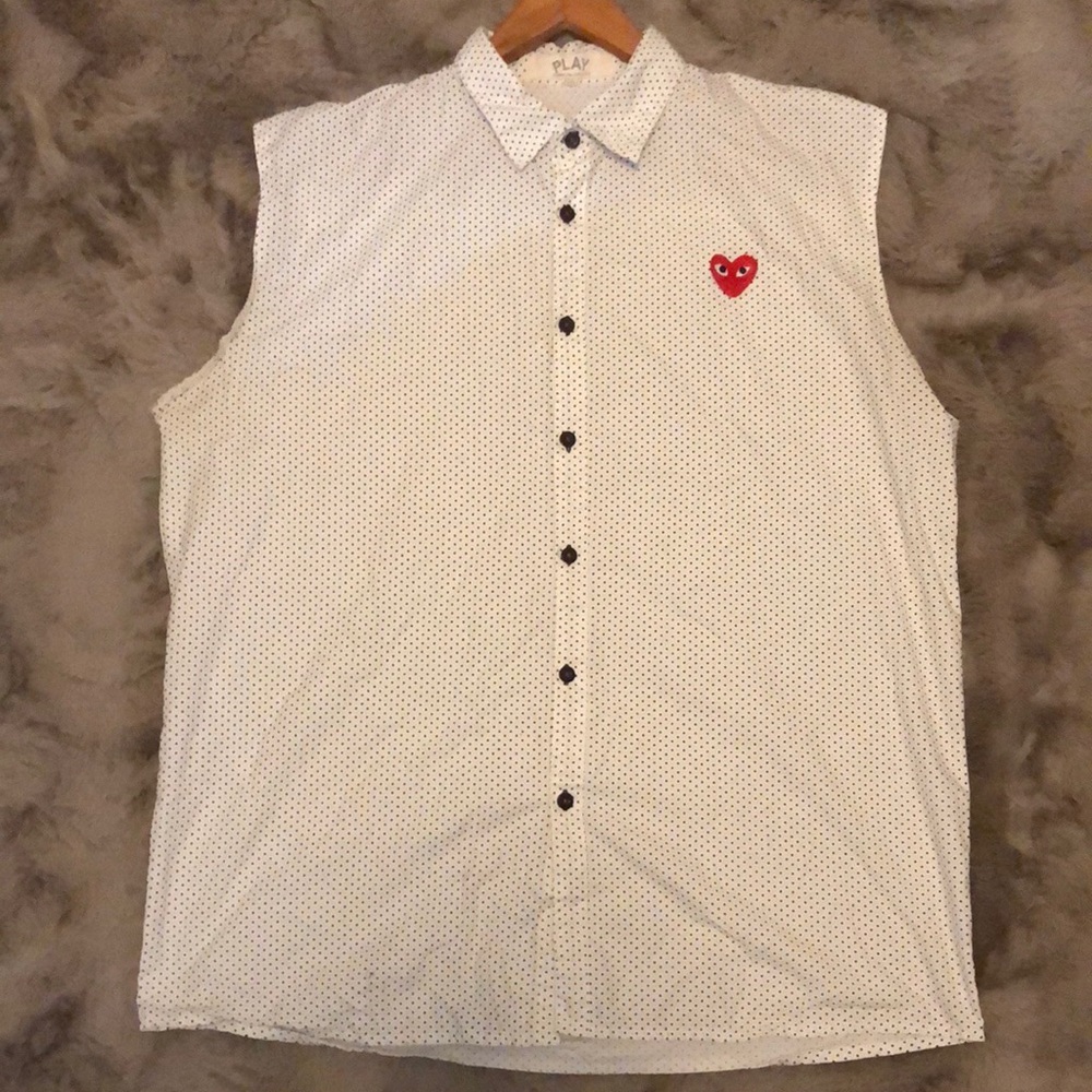 Sleeveless CDG Play (Comme Des Garçons) button up (fits XL)